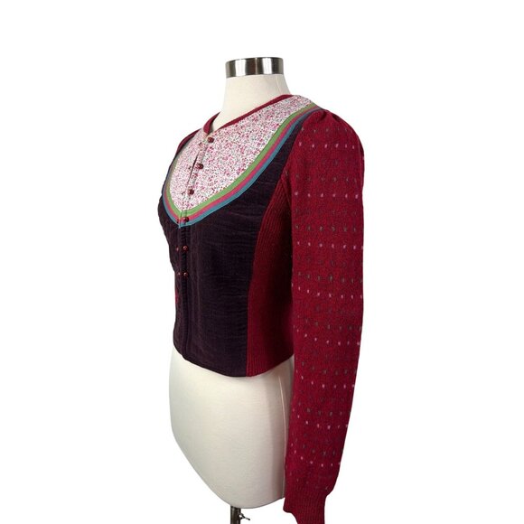 Moth Anthropologie Wool Blend Floral Yoke Cardigan Size Medium - Picture 13 of 16